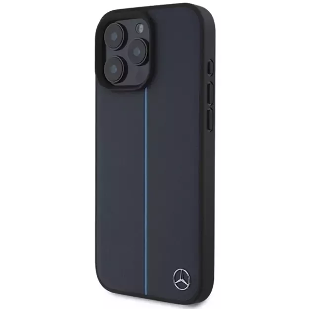 Mercedes MB Blue Line Leather MagSafe Case for iPhone 16 Pro Max - Navy Blue 1