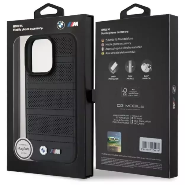 BMW M Perforated And Stitched Line MagSafe case for iPhone 16 Pro Max - black 14