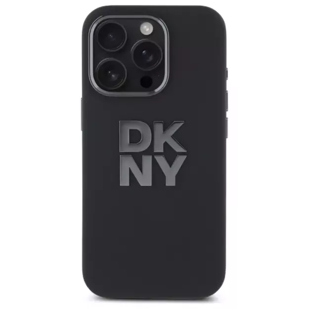 DKNY Liquid Silicone Metal Logo iPhone 16 Pro Max Case - Black 2