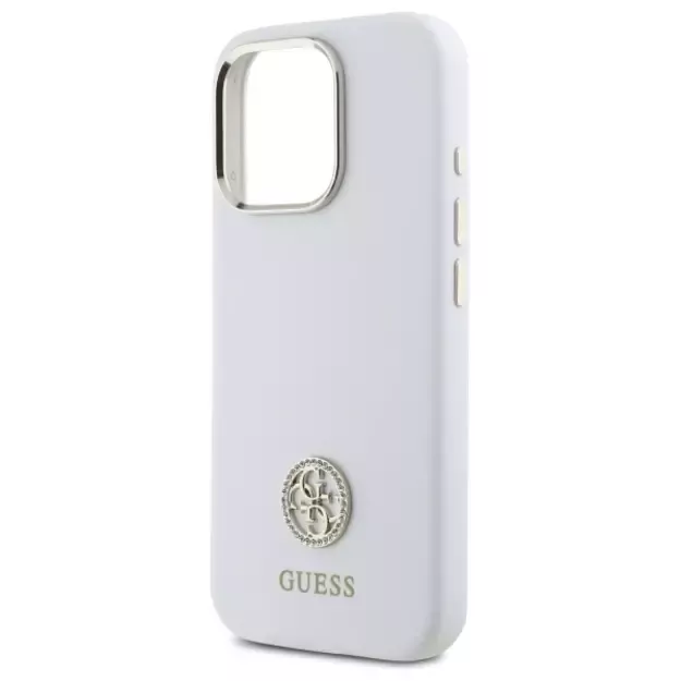 Guess Silicone Logo Strass 4G Case for iPhone 16 Pro - White 12