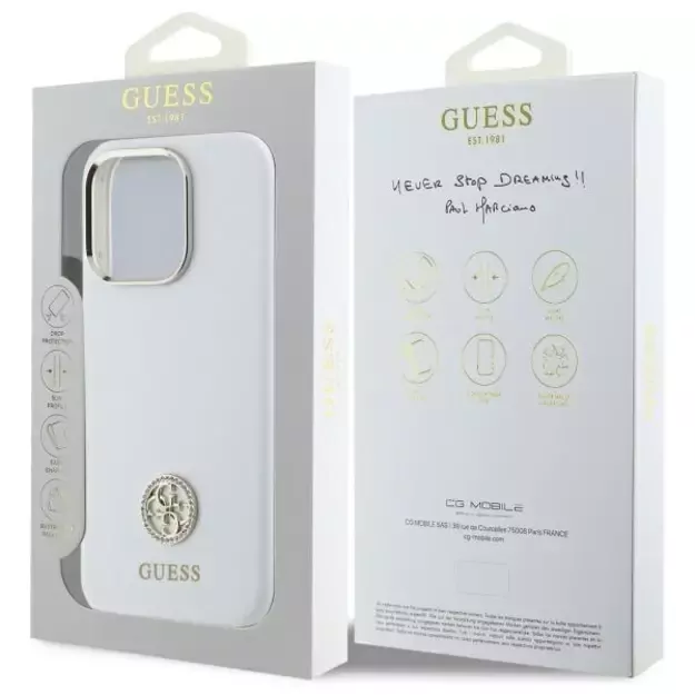 Guess Silicone Logo Strass 4G Case for iPhone 16 Pro - White 14