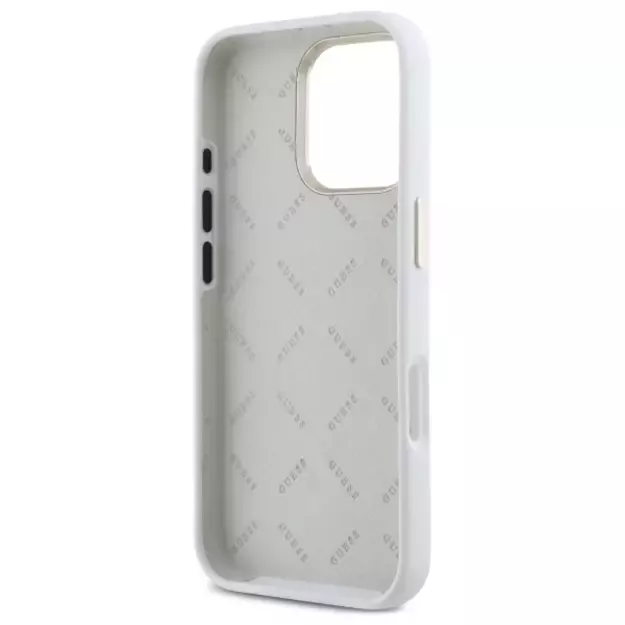 Guess Silicone Logo Strass 4G Case for iPhone 16 Pro - White 13
