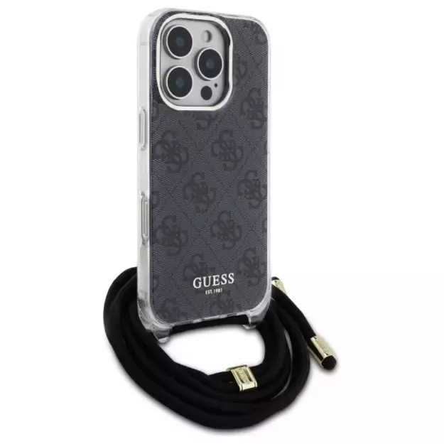 Guess Crossbody Cord 4G Print Case for iPhone 16 Pro Max - Black 9
