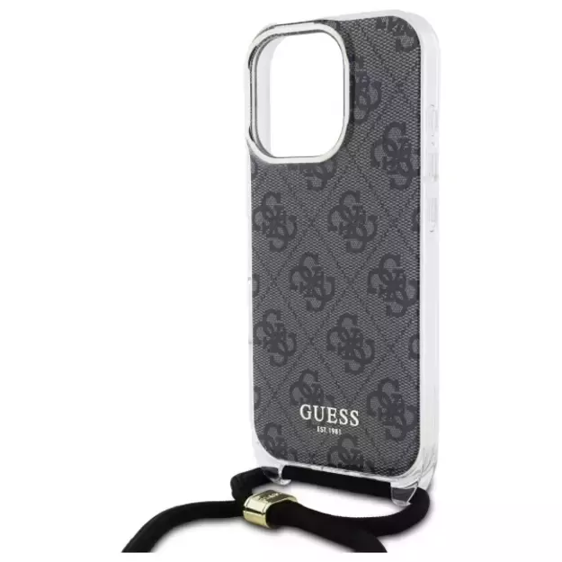 Guess Crossbody Cord 4G Print Case for iPhone 16 Pro Max - Black 11