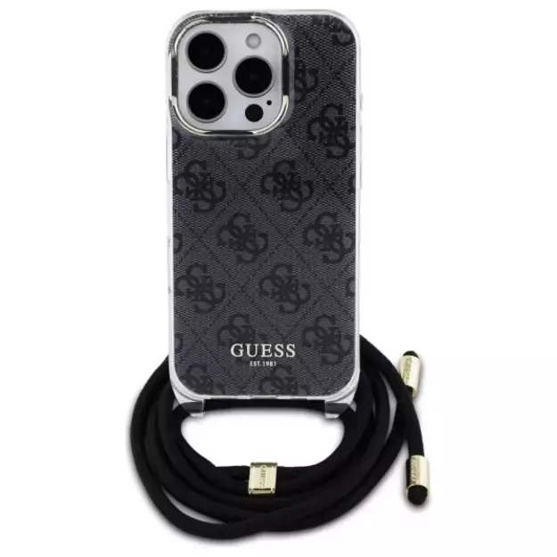 Guess Crossbody Cord 4G Print Case for iPhone 16 Pro Max - Black 8
