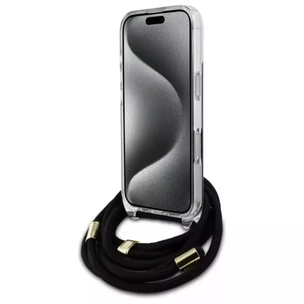 Guess Crossbody Cord 4G Print Case for iPhone 16 Pro Max - Black 10