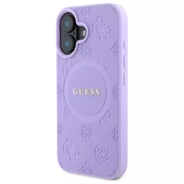 Guess Saffiano Peony Classic Logo MagSafena iPhone 16 Plus Case - Purple 8