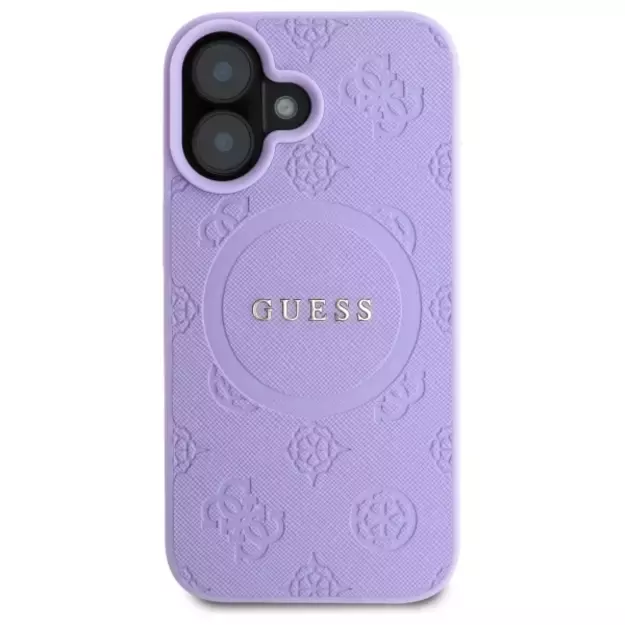 Guess Saffiano Peony Classic Logo MagSafena iPhone 16 Plus Case - Purple 9