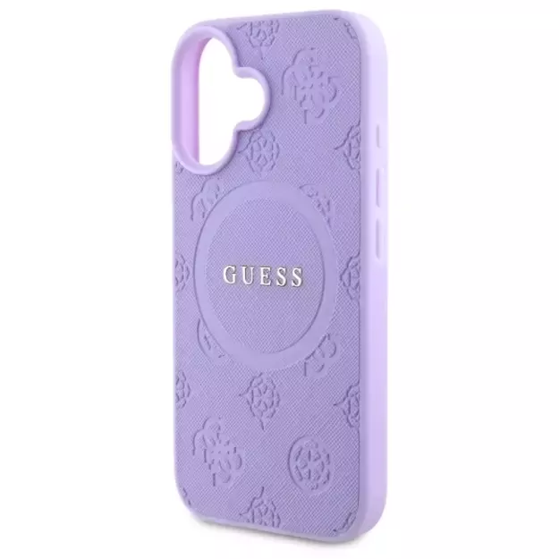 Guess Saffiano Peony Classic Logo MagSafena iPhone 16 Plus Case - Purple 12