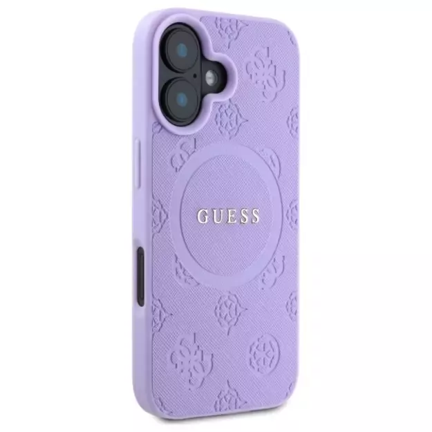 Guess Saffiano Peony Classic Logo MagSafena iPhone 16 Plus Case - Purple 10