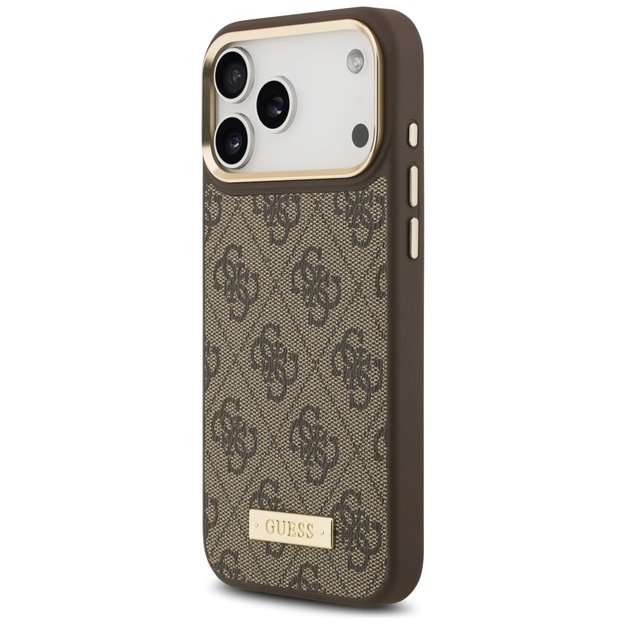 Guess 4G Logo Plate MagSafe Case for iPhone 17 Pro Max - Brown 1
