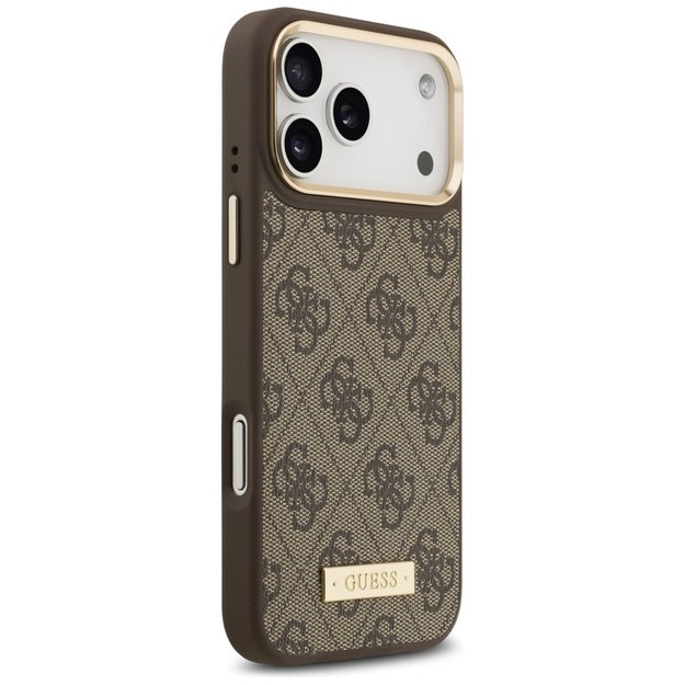 Guess 4G Logo Plate MagSafe Case for iPhone 17 Pro Max - Brown 3