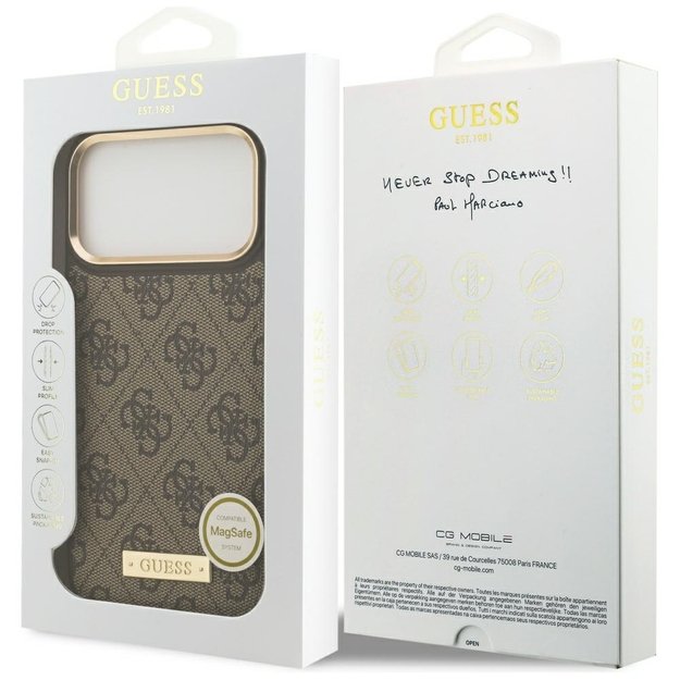 Guess 4G Logo Plate MagSafe Case for iPhone 17 Pro Max - Brown 7
