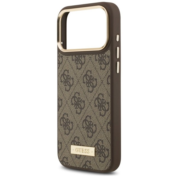 Guess 4G Logo Plate MagSafe Case for iPhone 17 Pro Max - Brown 5