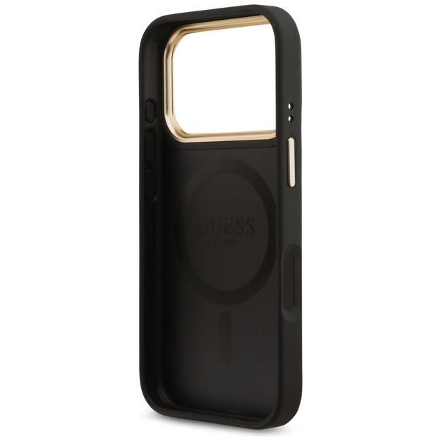 Guess 4G Strass Logo &amp  Big Strap Metal Buttons MagSafe Case for iPhone 17 Pro - Black 6