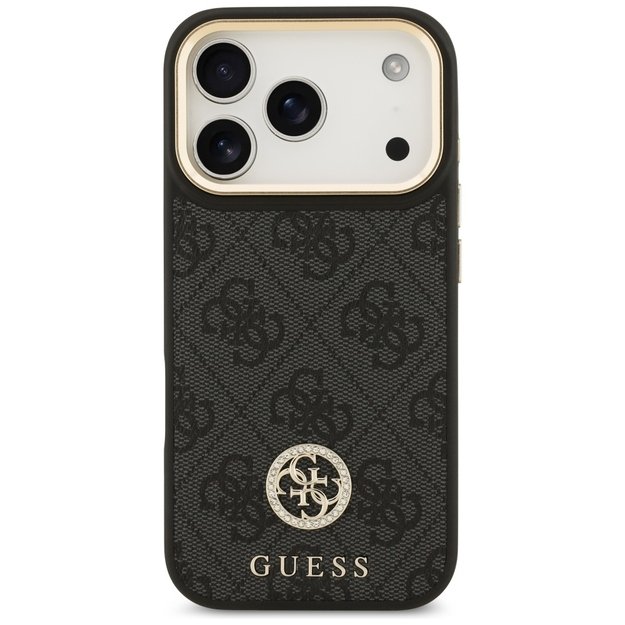 Guess 4G Strass Logo &amp  Big Strap Metal Buttons MagSafe Case for iPhone 17 Pro - Black 2