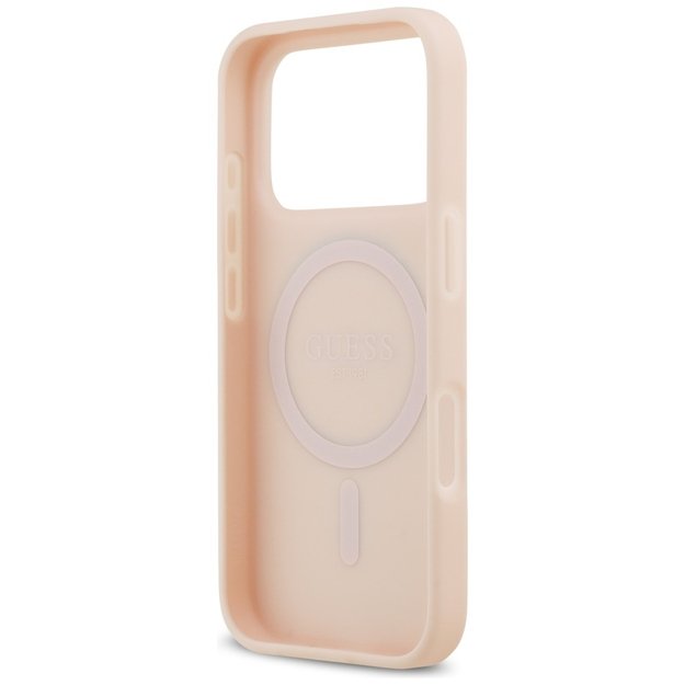 Guess Grained Flowers Classic Logo MagSafe case for iPhone 17 Pro Max - pink 6