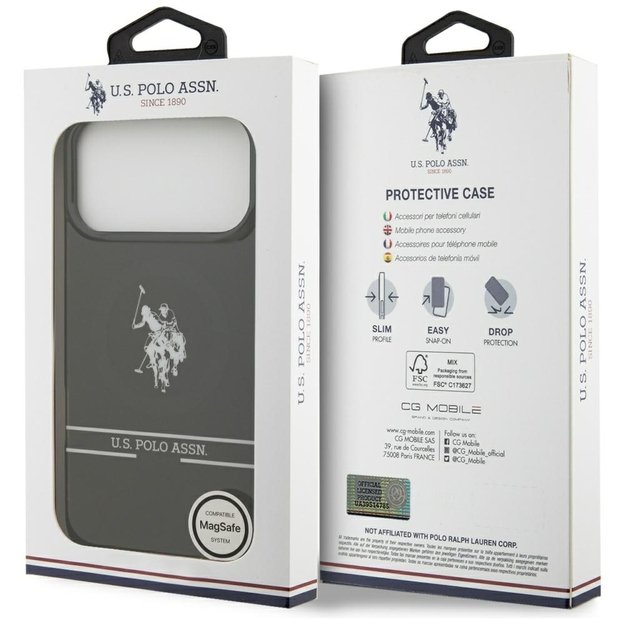 US Polo DH and Bottom Stripe Logo MagSafe Case for iPhone 17 Pro Max - Black 7