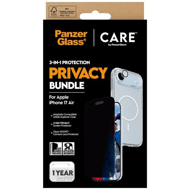 CARE by PanzerGlass Flagship Privacy 3-in-1 Case + Privacy Glass + Lens for iPhone Air 5