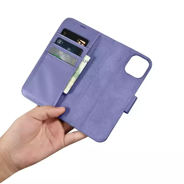 iCarer Wallet Case 2in1 Cover iPhone 14 Plus Anti-RFID Leather Flip Case Light Purple (WMI14220727-LP) 13