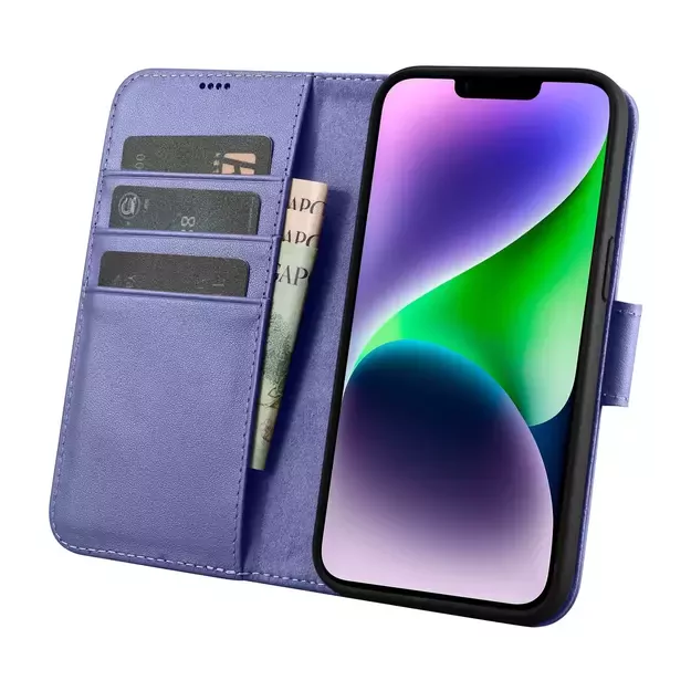 iCarer Wallet Case 2in1 Cover iPhone 14 Plus Anti-RFID Leather Flip Case Light Purple (WMI14220727-LP) 2