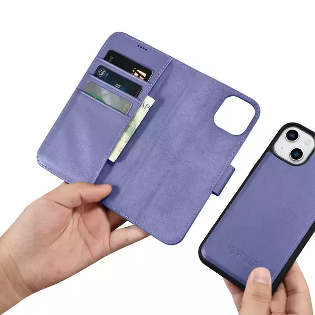 iCarer Wallet Case 2in1 Cover iPhone 14 Plus Anti-RFID Leather Flip Case Light Purple (WMI14220727-LP) 14