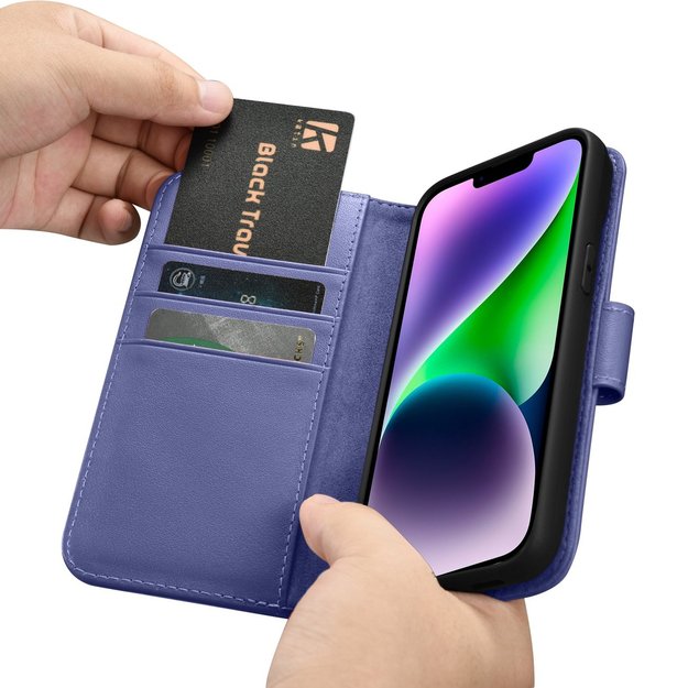 iCarer Wallet Case 2in1 Cover iPhone 14 Plus Anti-RFID Leather Flip Case Light Purple (WMI14220727-LP) 19