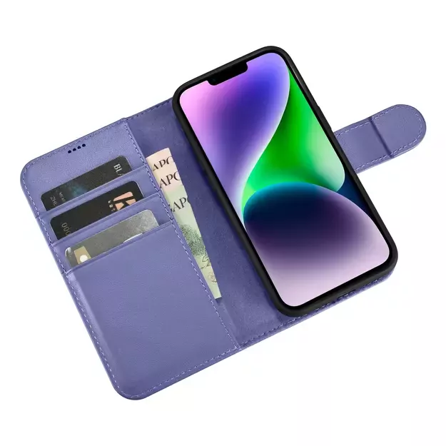 iCarer Wallet Case 2in1 Cover iPhone 14 Plus Anti-RFID Leather Flip Case Light Purple (WMI14220727-LP) 8