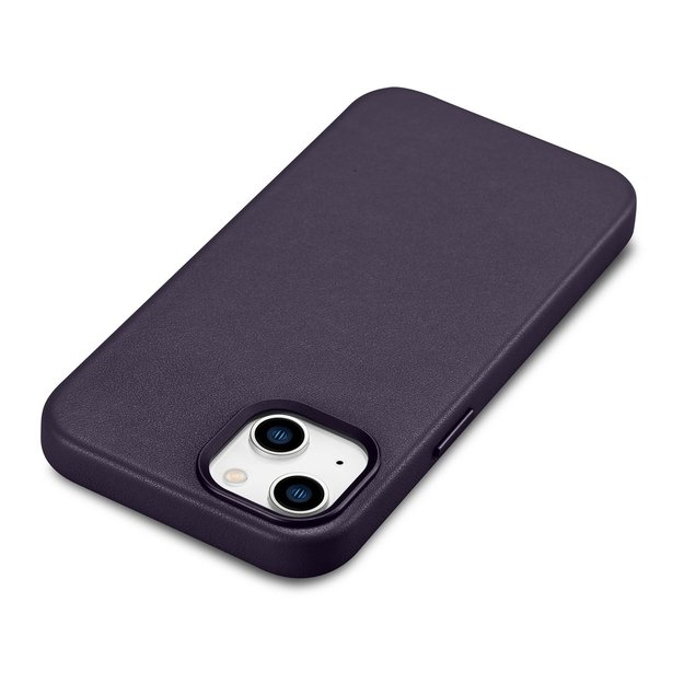 iCarer Case Leather Cover Case for iPhone 14 Plus Dark Purple (MagSafe Compatible) 1
