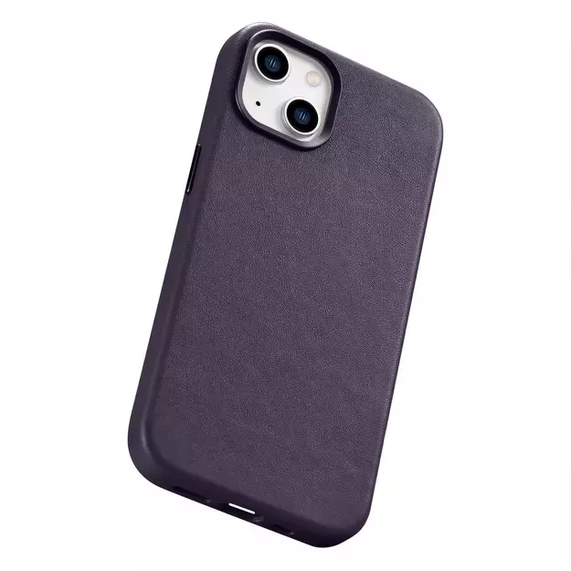 iCarer Case Leather Cover Case for iPhone 14 Plus Dark Purple (MagSafe Compatible) 32