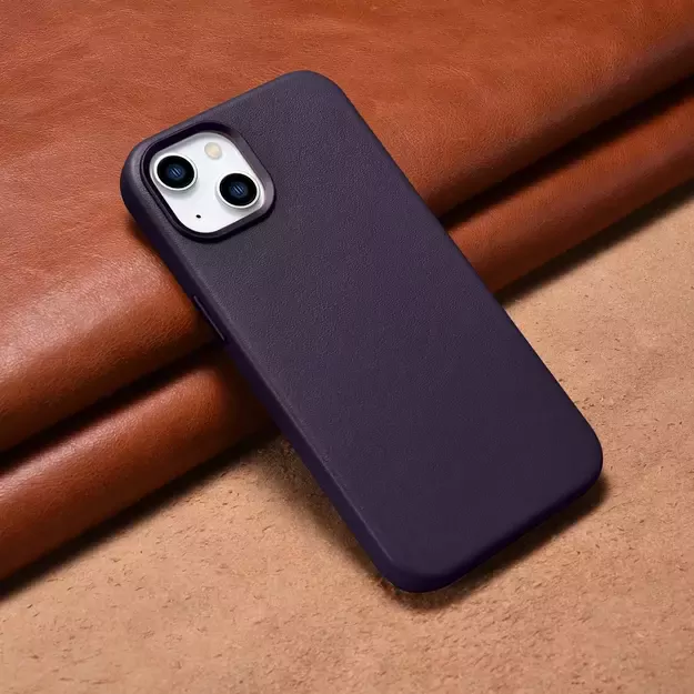 iCarer Case Leather Cover Case for iPhone 14 Plus Dark Purple (MagSafe Compatible) 33