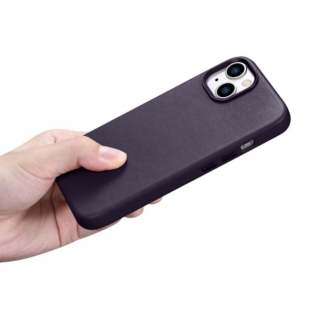 iCarer Case Leather Cover Case for iPhone 14 Plus Dark Purple (MagSafe Compatible) 11