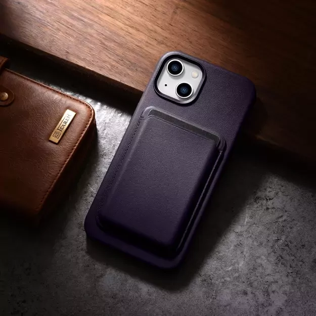 iCarer Case Leather Cover Case for iPhone 14 Plus Dark Purple (MagSafe Compatible) 38
