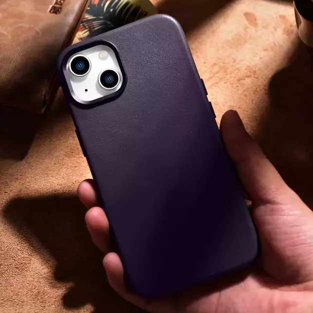 iCarer Case Leather Cover Case for iPhone 14 Plus Dark Purple (MagSafe Compatible) 37