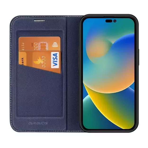 Dux Ducis Skin X2 case for iPhone 14 Pro Max case with magnetic flap blue 15