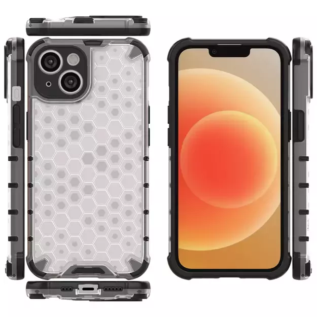 Honeycomb case for iPhone 14 Plus armored hybrid cover transparent 14