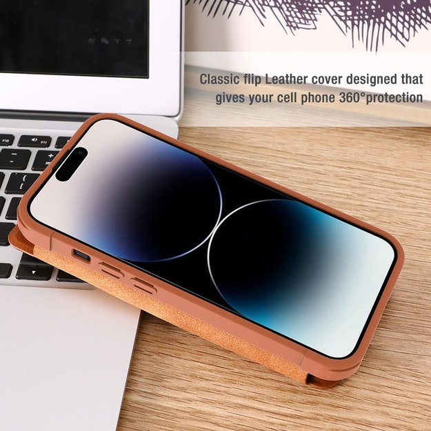Nillkin Qin Leather Pro Case iPhone 14 Pro Max Camera Cover Holster Cover Flip Case Brown 14