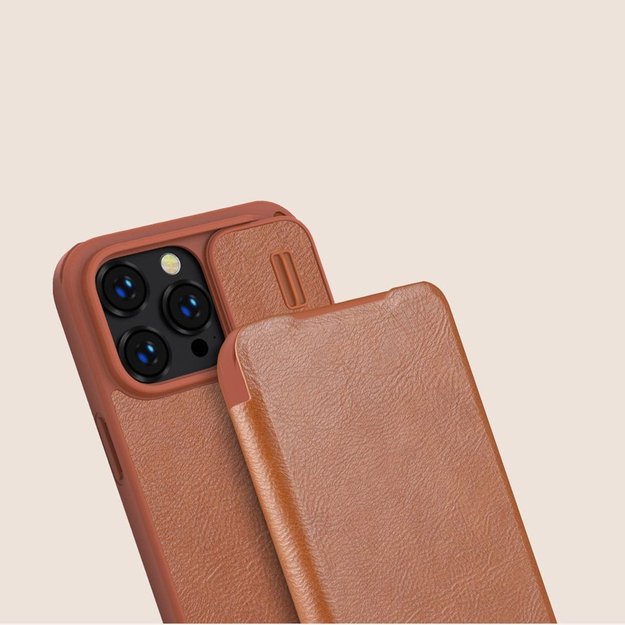 Nillkin Qin Leather Pro Case iPhone 14 Pro Max Camera Cover Holster Cover Flip Case Brown 8