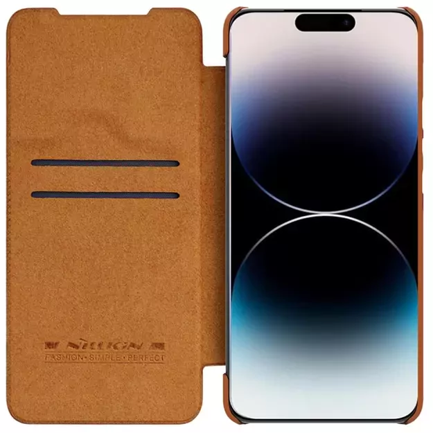 Nillkin Qin Leather Pro Case iPhone 14 Pro Max Camera Cover Holster Cover Flip Case Brown 1