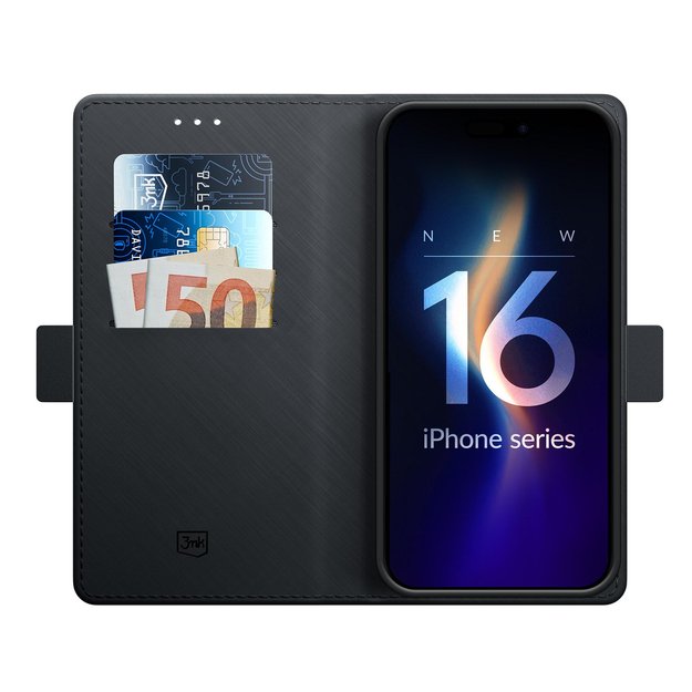 3mk Wallet Case for iPhone 16 - Black 4