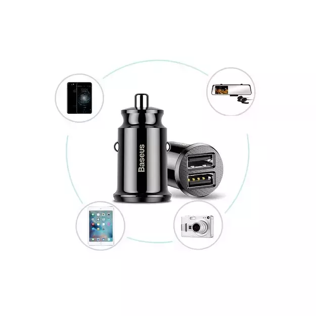 Baseus Grain Car Charger CCALL-ML01 mini charger 2x USB-A 3.1A - black 9