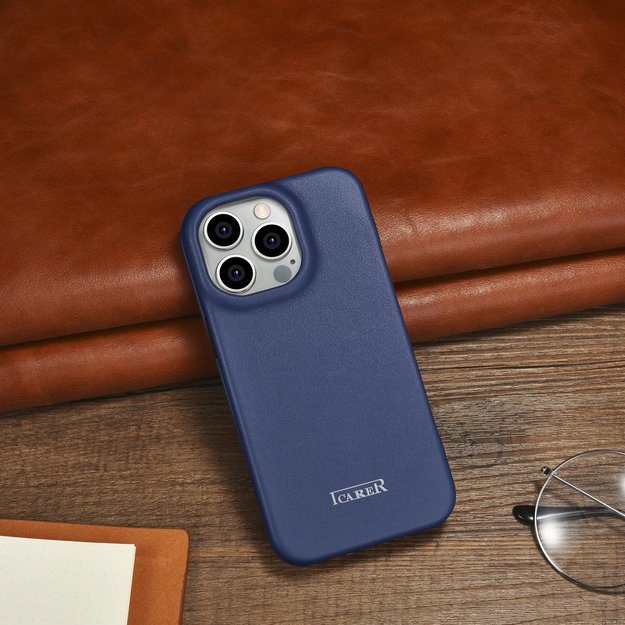 iCarer CE Premium Leather Folio Case iPhone 14 Pro Magnetic Flip Leather Folio Case MagSafe Blue (WMI14220714-BU) 21