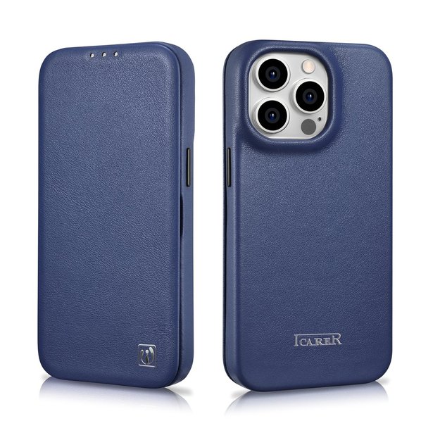 iCarer CE Premium Leather Folio Case iPhone 14 Pro Magnetic Flip Leather Folio Case MagSafe Blue (WMI14220714-BU) 27