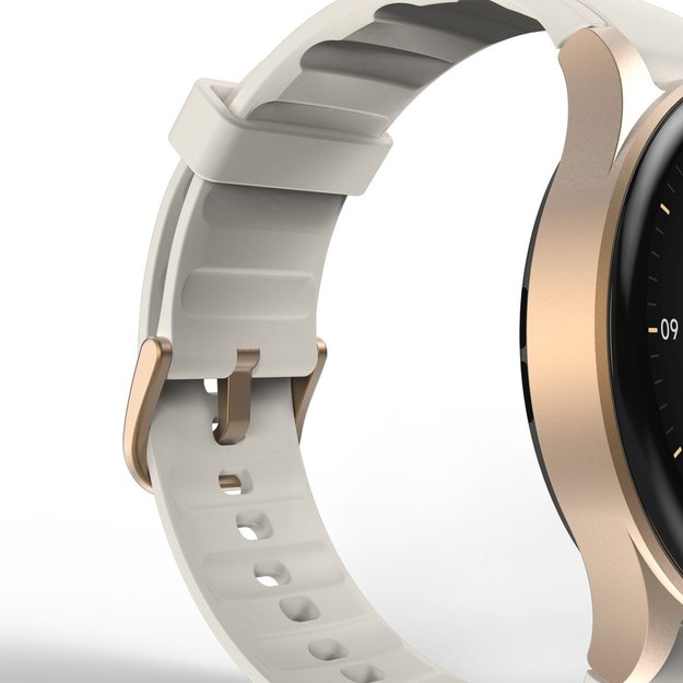 Hama 8900 GPS AMOLED Smartwatch 1.32  with Beige Silicone Strap - Gold 4