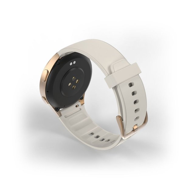 Hama 8900 GPS AMOLED Smartwatch 1.32  with Beige Silicone Strap - Gold 2