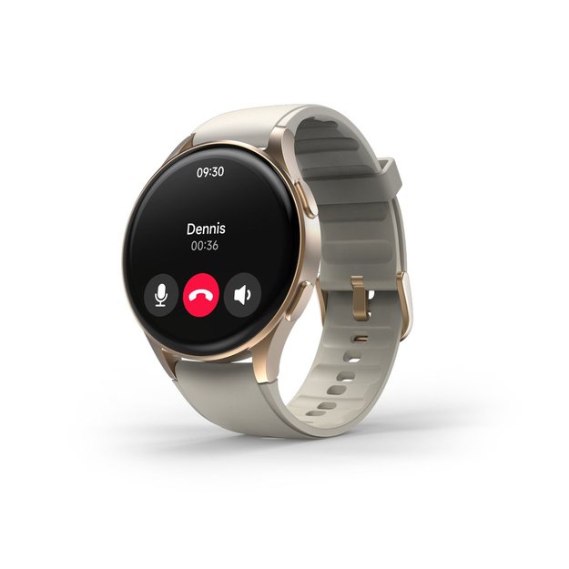 Hama 8900 GPS AMOLED Smartwatch 1.32  with Beige Silicone Strap - Gold 8
