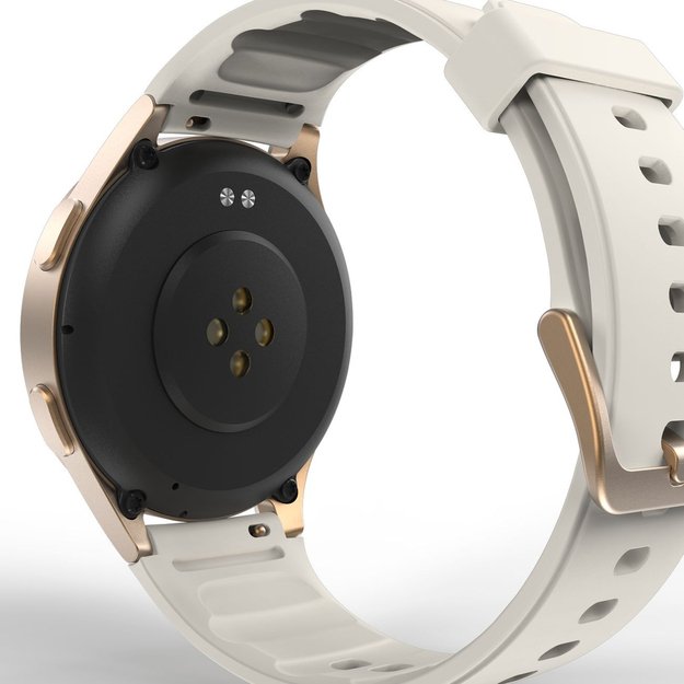 Hama 8900 GPS AMOLED Smartwatch 1.32  with Beige Silicone Strap - Gold 10