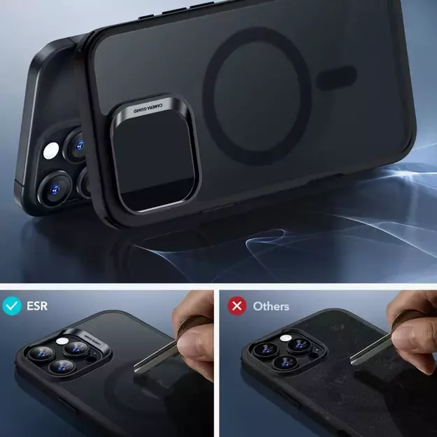 ESR Classic Hybrid Halolock MagSafe Case Set + Tempered Glass for iPhone 16 Pro Max - Semi-Transparent with Black Frame 8