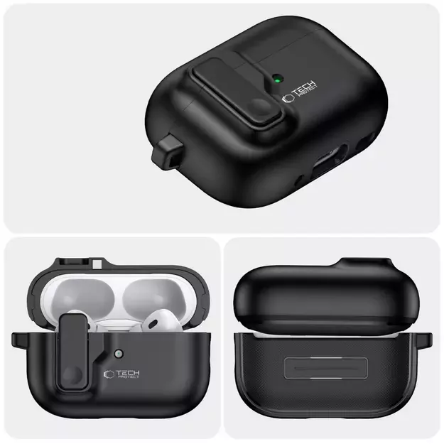 Tech-Protect Slim Hook Case with Carabiner for Apple AirPods Pro 1 / 2 - Black 10