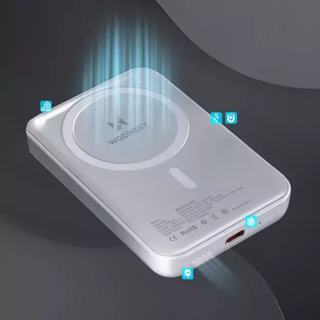Wozinsky WRW349YWS 10,000 mAh Magnetic Power Bank - White 10